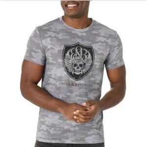 Rock & Republic NEW Camo Scull Graphic Tee T Shirt Top Cotton Blend Crew 2XXL